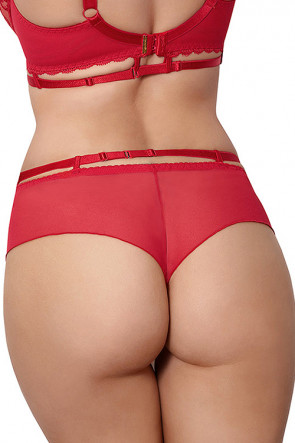 Miami Vibe Flower Lace - Brazilian Thong Red